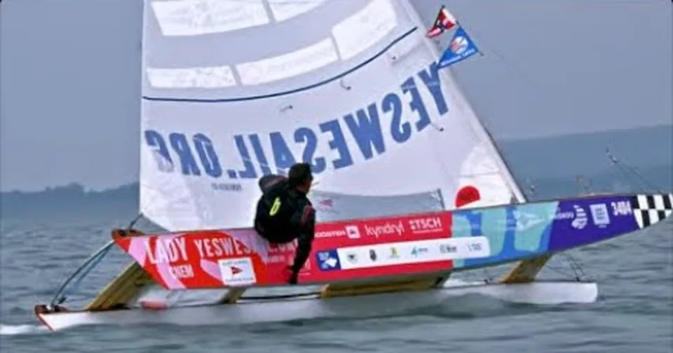 Dani Anglada sailing a trimaran with YesWeSail sails